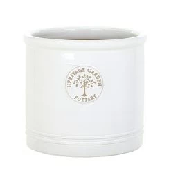 Woodlodge 38cm White / Cream Glazed Heritage Cylinder Pot -Gardenia Shop 5021346500646 3