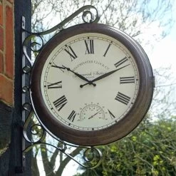 Outside In 15" Greenwich Station Wall Clock & Thermometer -Gardenia Shop 5050642006316 3