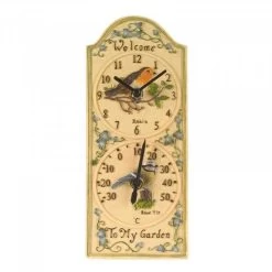 Outside In 28cm Birdberry Wall Clock & Thermometer