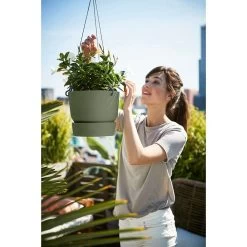 Elho 24cm Leaf Green Greenville Hanging Basket Planter -Gardenia Shop 8711904332440 4