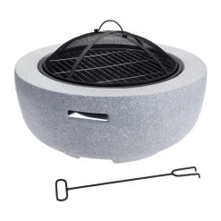 Koopman 60cm Grey Firebowl With BBQ Rack