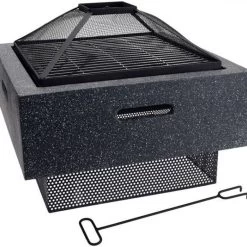 Koopman 52cm Square Firebowl With BBQ Rack