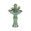 Lumineo 67cm Green Ceramic Two-Tier Bird Basin Water Fountain -Gardenia Shop 8720093393330
