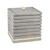 Lumineo 35cm Light Grey Modern Square Ribbed Water Fountain With LEDs -Gardenia Shop 8720194541159